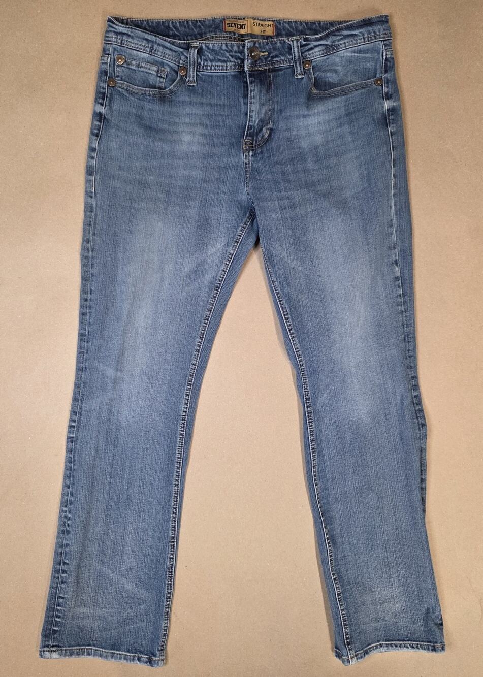 Seven7 Straight Fit Premium Denim Jeans 36 x 30 medium Wash Pants Luxury